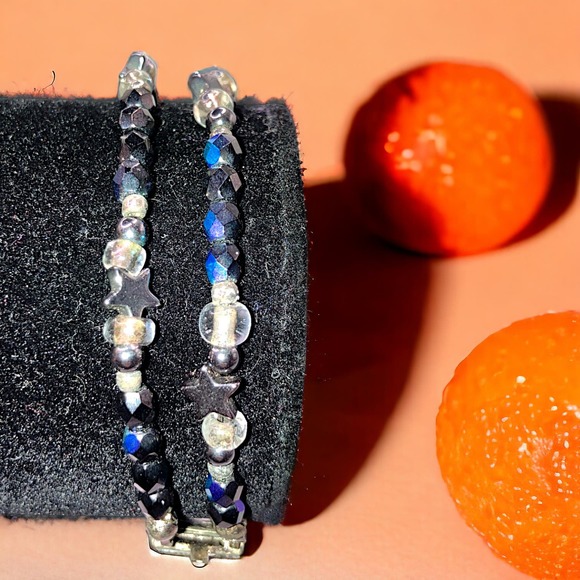 Double-Layer Translucent Colored Beads and Stars Bracelet! - Picture 1 of 8